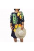 Poncho Top Dress Daily Black Orange Style Flower Handpainted Design